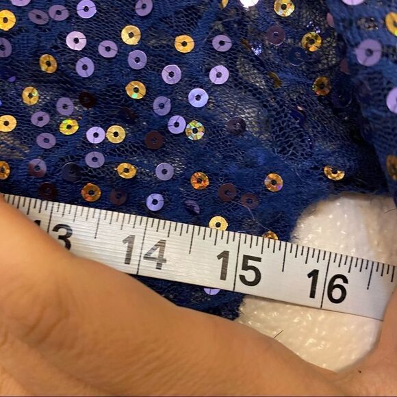 WEISSMAN Dance Costume navy sequin *discontinued* long sleeve biketard-adult SA - Picture 4 of 9